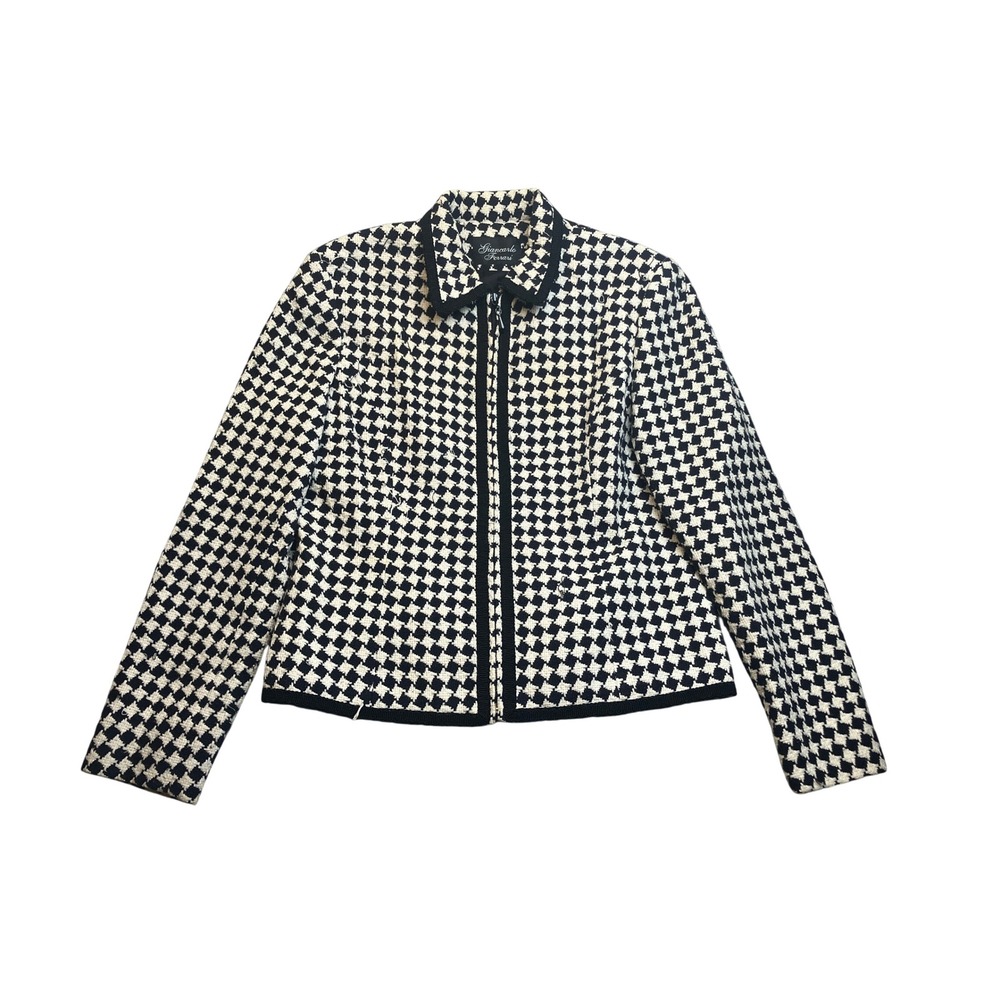 Giancarlo Ferrari Blazer Womens Small Houndstooth Soutache Professional Mature